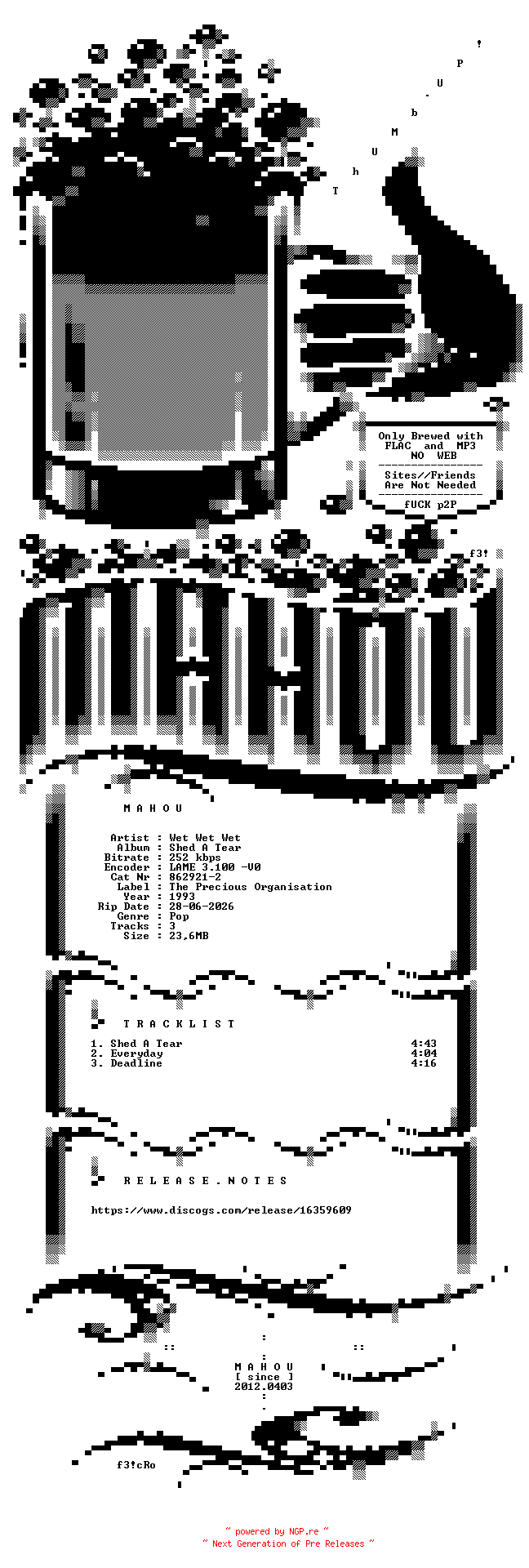 NFO for the release Wet_Wet_Wet-Shed_A_Tear-CDS-1993-MAHOU by MAHOU