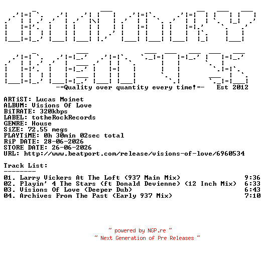 NFO for the release Lucas_Moinet-Visions_Of_Love-(TTR027)-WEB-2026-BB by BB