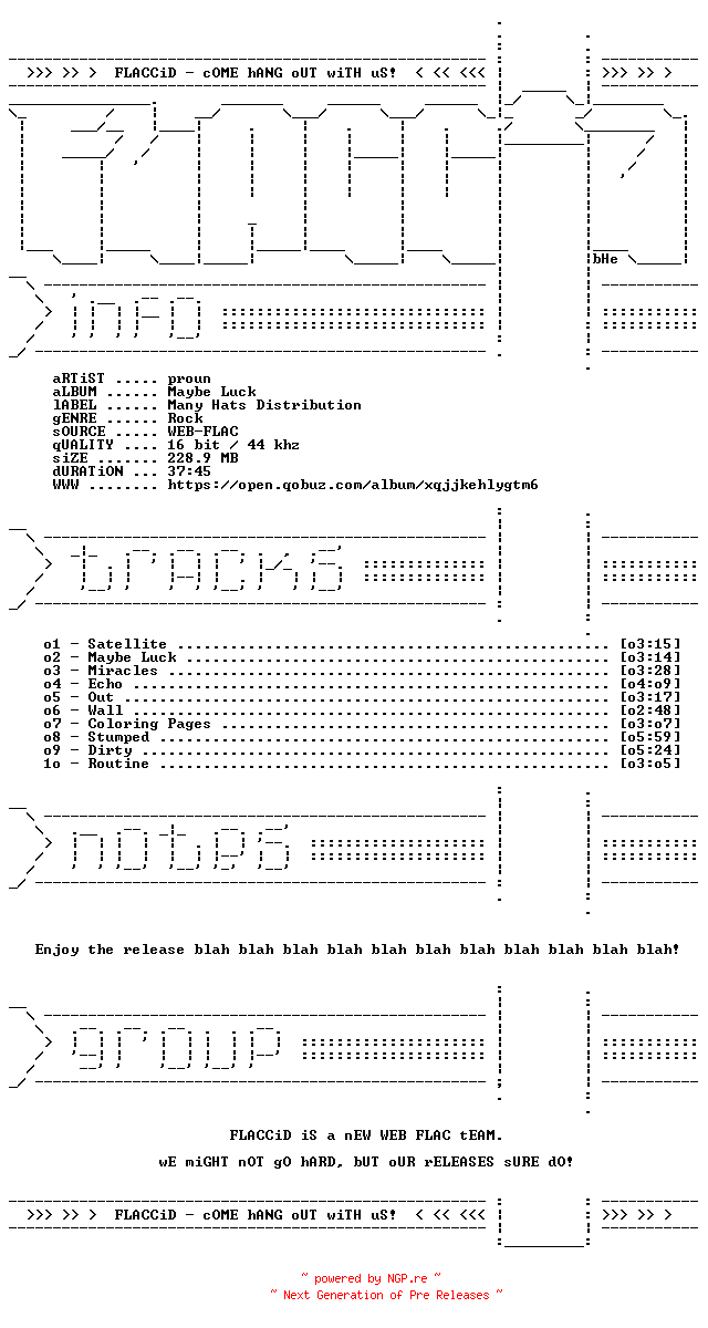 NFO for the release proun-Maybe_Luck-16BIT-WEB-FLAC-2026-FLACCiD by FLACCiD
