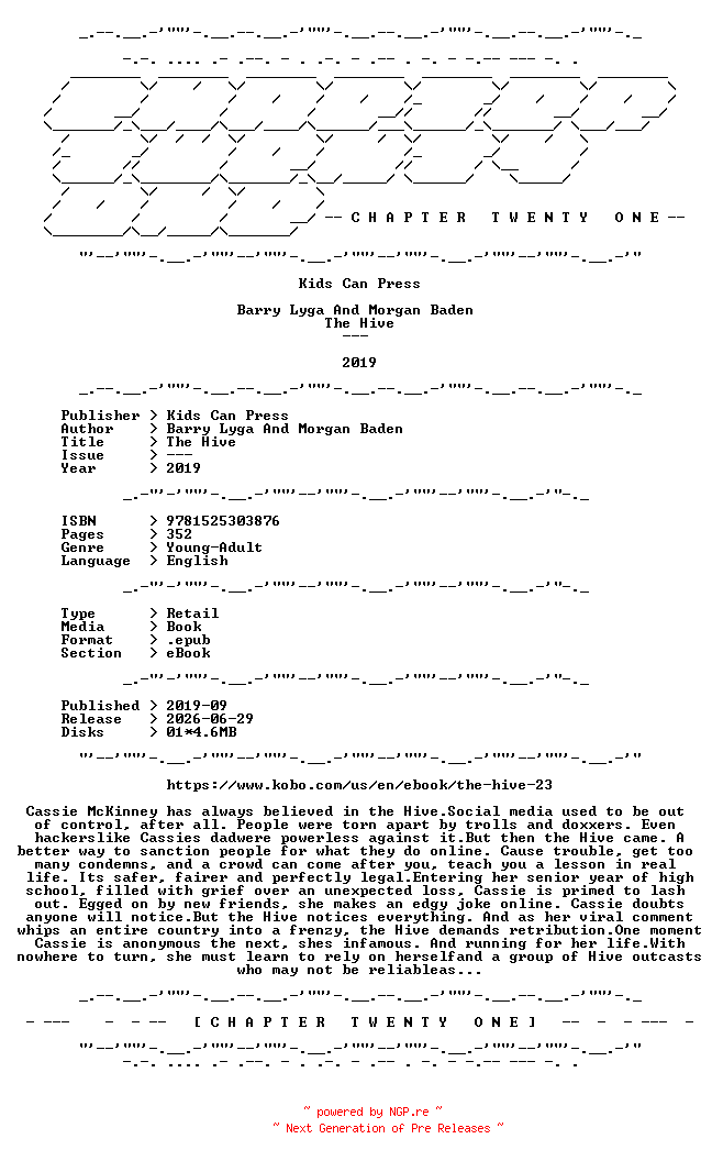 NFO for the release Barry.Lyga.And.Morgan.Baden.-.The.Hive.2019.RETAIL.EPUB.eBook-CTO by CTO