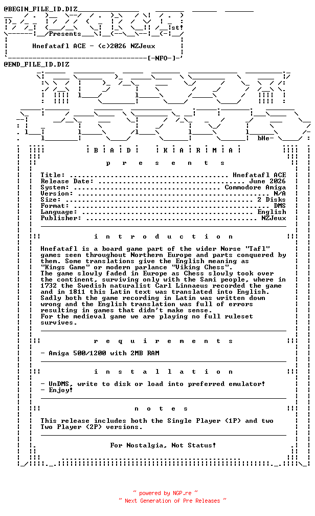 NFO for the release Hnefatafl_ACE_1P_AMIGA-bADkARMA by bADkARMA
