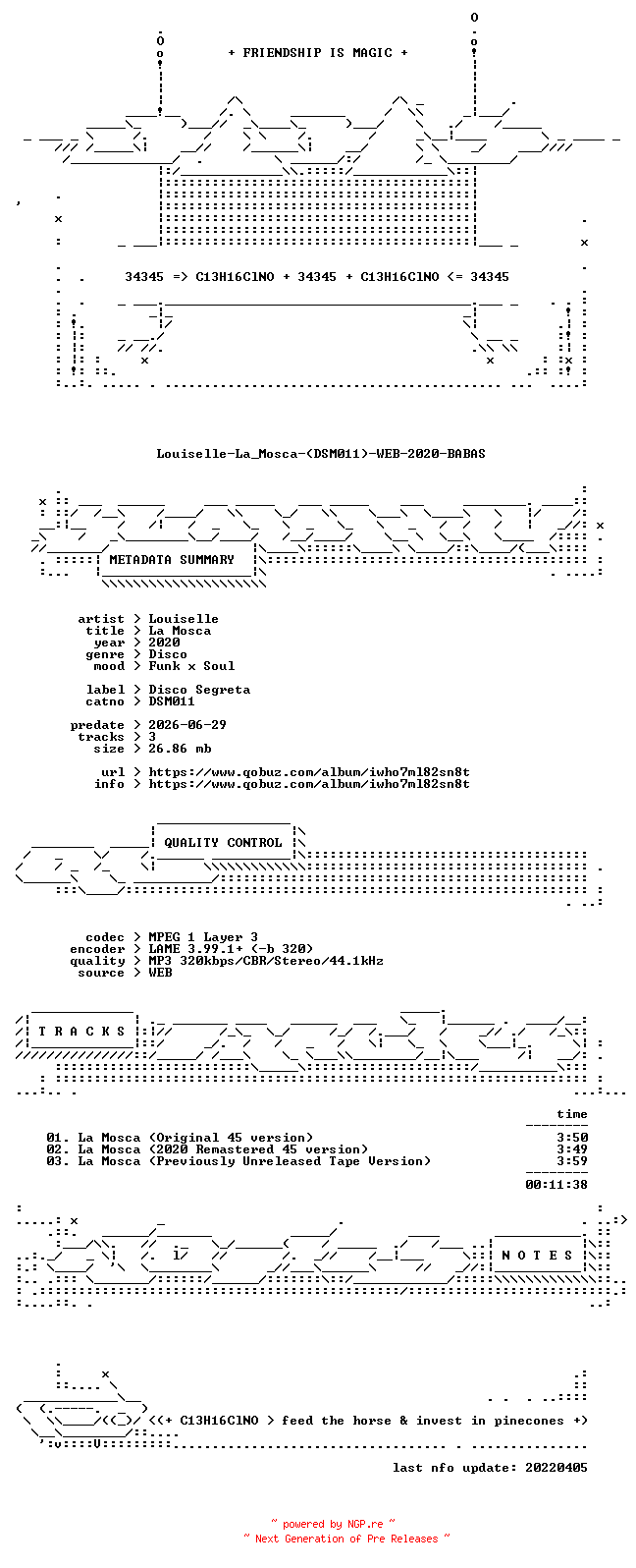 NFO for the release Louiselle-La_Mosca-(DSM011)-WEB-2020-BABAS by BABAS