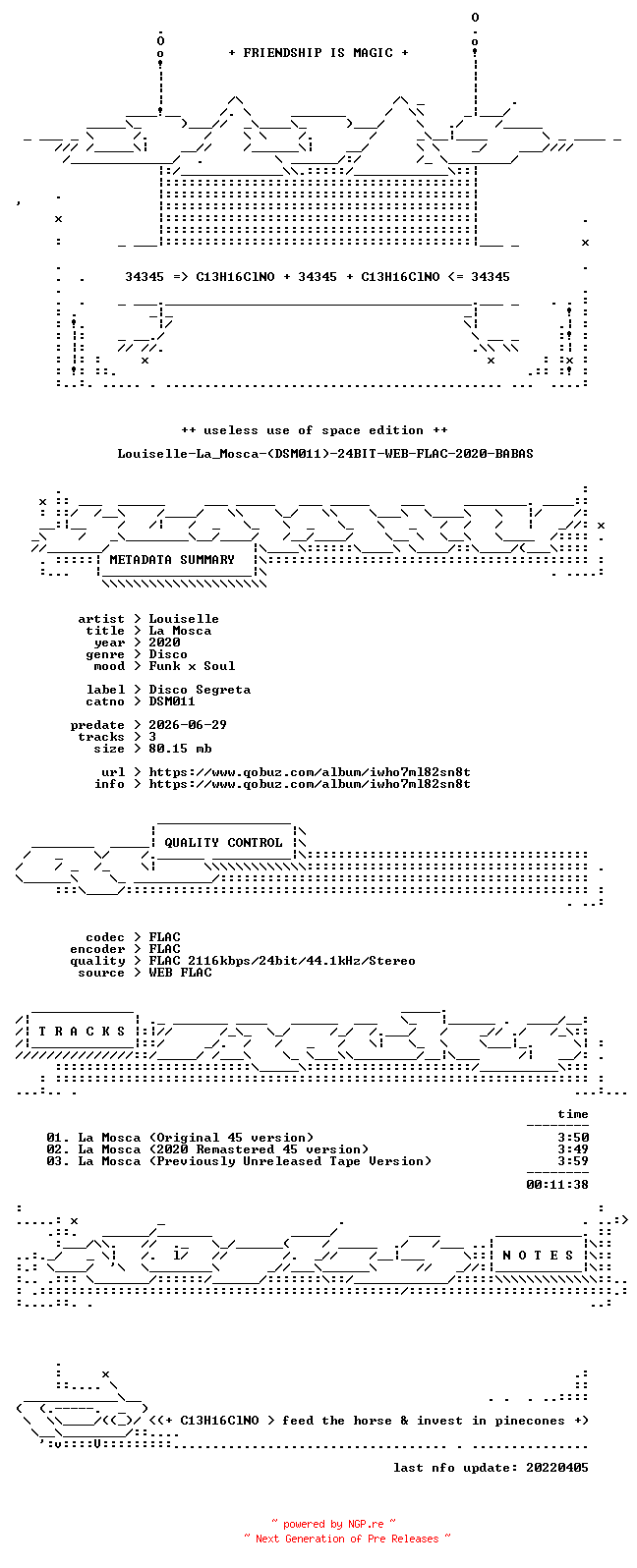 NFO for the release Louiselle-La_Mosca-(DSM011)-24BIT-WEB-FLAC-2020-BABAS by BABAS