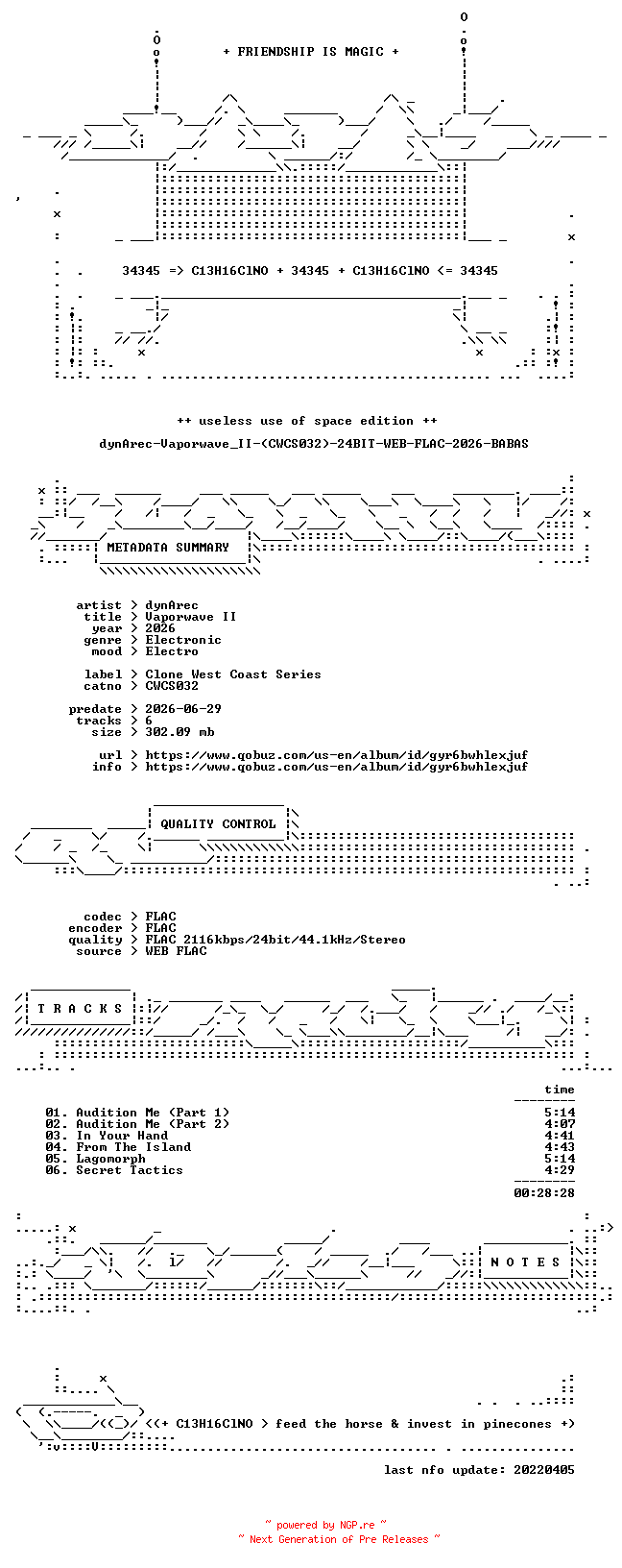 NFO for the release dynArec-Vaporwave_II-(CWCS032)-24BIT-WEB-FLAC-2026-BABAS by BABAS