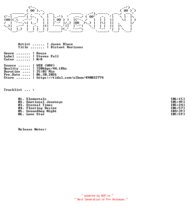 NFO for the release Jaxen_Blaze-Distant_Horizons-WEB-2026-FALCON by FALCON