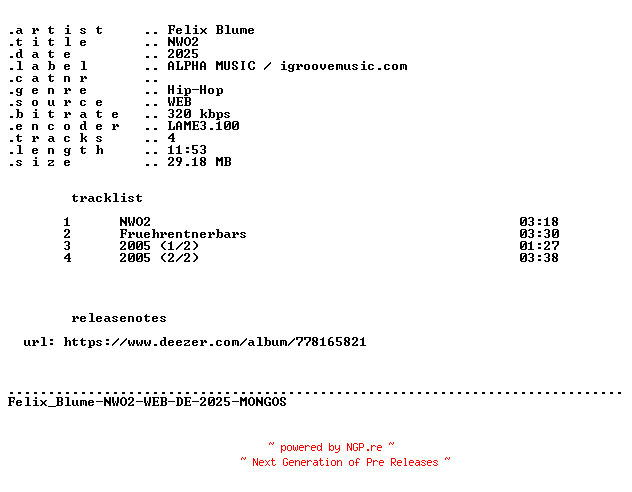 NFO for the release Felix_Blume-NWO2-WEB-DE-2025-MONGOS by MONGOS
