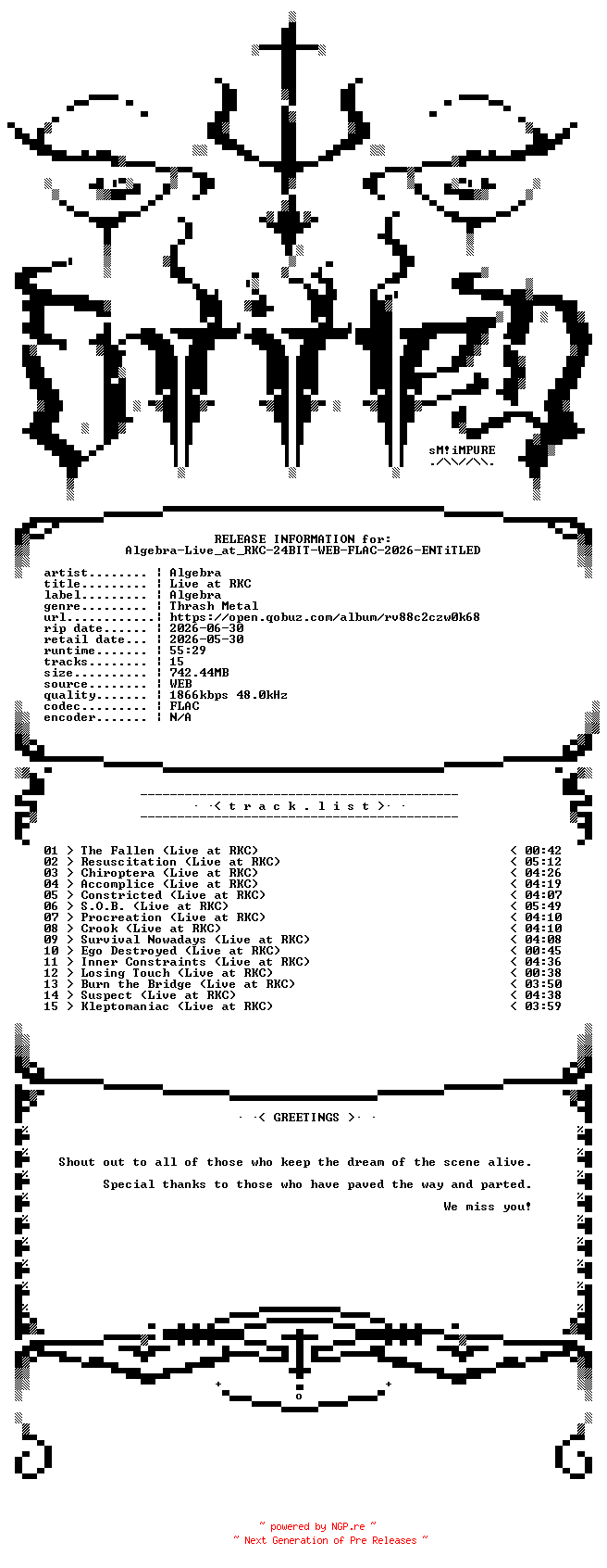 NFO for the release Algebra-Live_at_RKC-24BIT-WEB-FLAC-2026-ENTiTLED by ENTiTLED