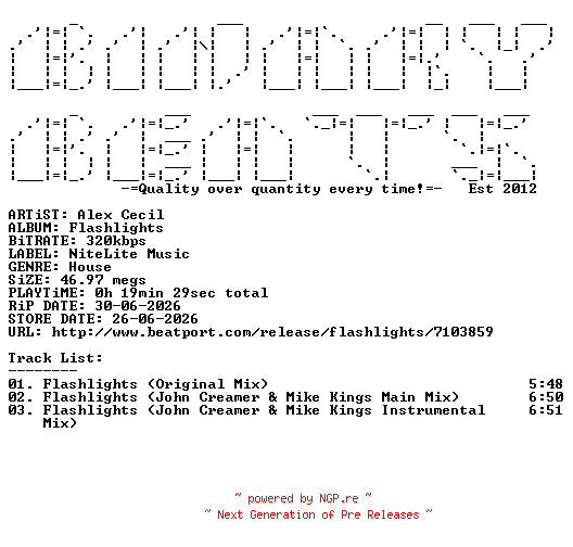 NFO for the release Alex_Cecil-Flashlights-(NL004)-WEB-2026-BB by BB