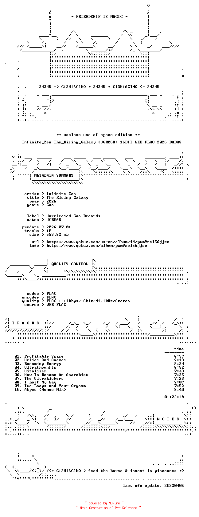 NFO for the release Infinite_Zen-The_Rising_Galaxy-(UGR068)-16BIT-WEB-FLAC-2026-BABAS by BABAS