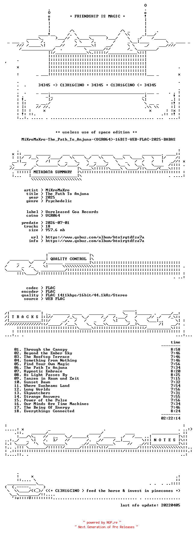 NFO for the release MiKroMaKro-The_Path_To_Anjuna-(UGR064)-16BIT-WEB-FLAC-2025-BABAS by BABAS