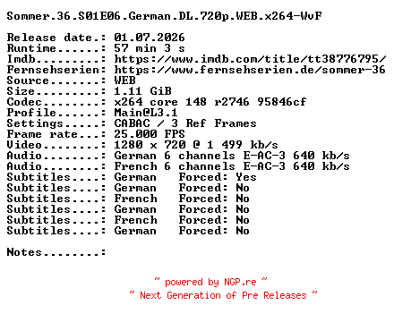 NFO for the release Sommer.36.S01E06.German.DL.720p.WEB.x264-WvF by WvF