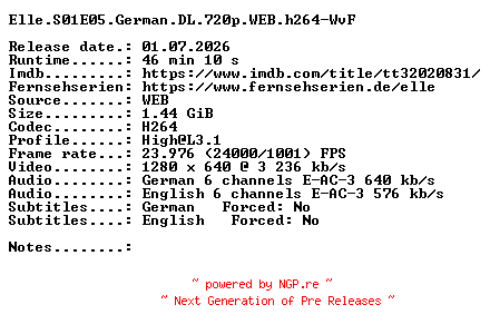 NFO for the release Elle.S01E05.German.DL.720p.WEB.h264-WvF by WvF