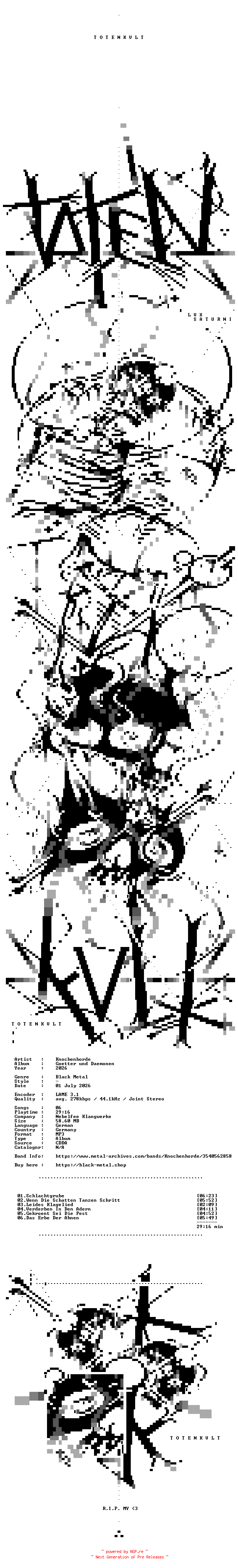 NFO for the release Knochenhorde-Goetter_Und_Daemonen-DE-CD-2026-TOTENKVLT by TOTENKVLT