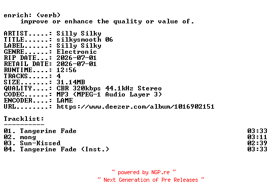 NFO for the release Silly_Silky-silkysmooth_06-EP-WEB-2026-ENRiCH by ENRiCH