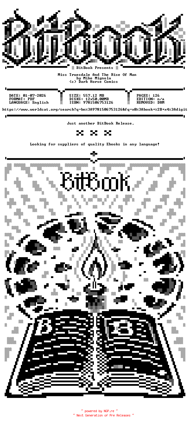 NFO for the release Dark.Horse.-.Miss.Truesdale.And.The.Rise.Of.Man.2026.Retail.Comic.eBook-BitBook by BitBook