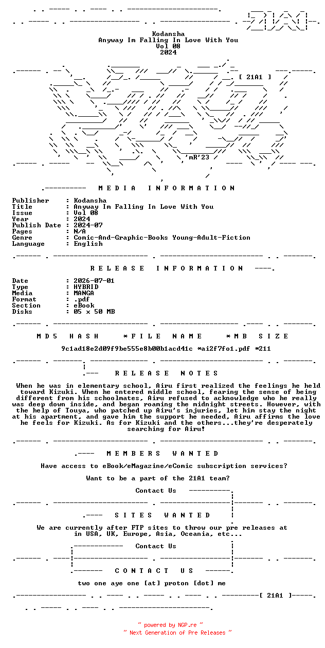 NFO for the release Kodansha.-.Anyway.Im.Falling.In.Love.With.You.Vol.08.2024.HYBRID.MANGA.eBook-21A1 by 21A1