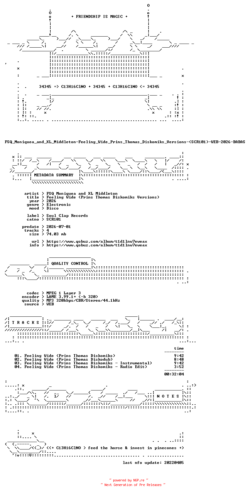 NFO for the release FSQ_Moniquea_and_XL_Middleton-Feeling_Wide_Prins_Thomas_Diskomiks_Versions-(SCR101)-WEB-2026-BABAS by BABAS