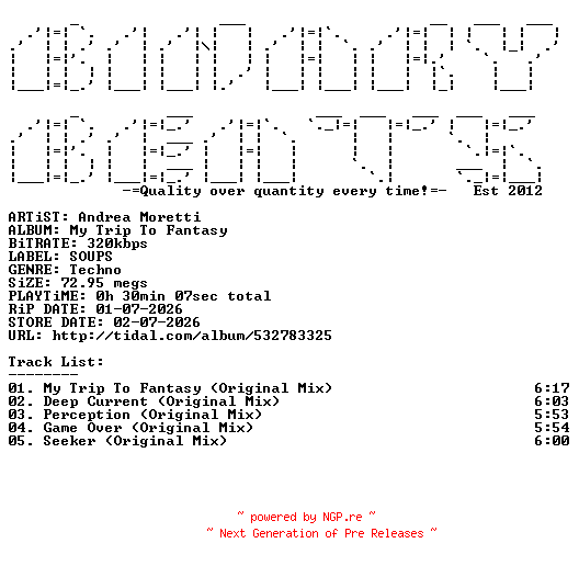 NFO for the release Andrea_Moretti-My_Trip_To_Fantasy-(SOUP003)-WEB-2026-BB by BB