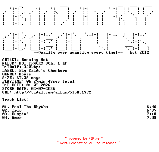 NFO for the release Running_Hot-HOT_TRACKS_VOL._1_EP-(BSC010)-WEB-2026-BB by BB