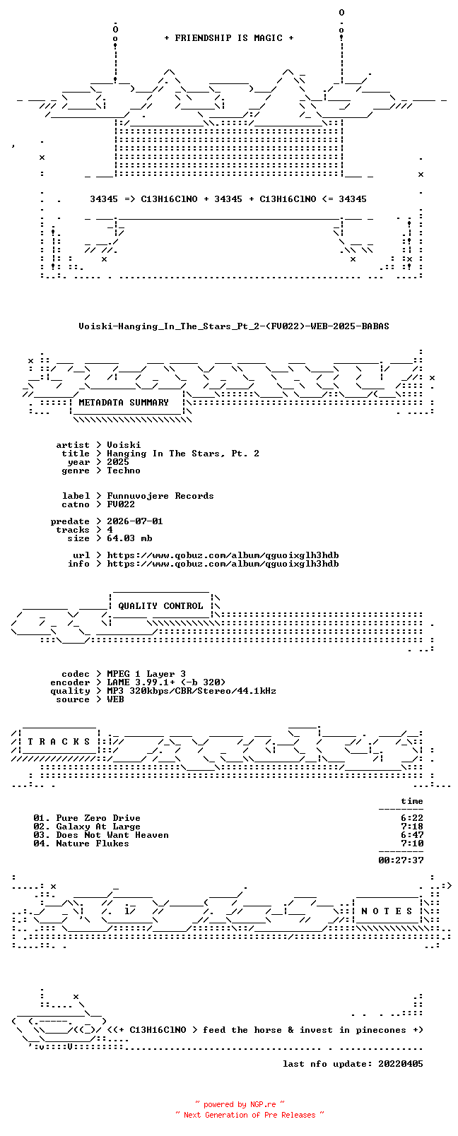 NFO for the release Voiski-Hanging_In_The_Stars_Pt_2-(FV022)-WEB-2025-BABAS by BABAS