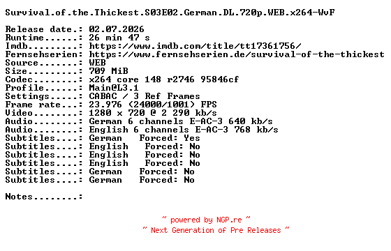 NFO for the release Survival.of.the.Thickest.S03E02.German.DL.720p.WEB.x264-WvF by WvF