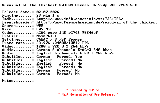 NFO for the release Survival.of.the.Thickest.S03E04.German.DL.720p.WEB.x264-WvF by WvF