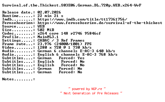 NFO for the release Survival.of.the.Thickest.S03E06.German.DL.720p.WEB.x264-WvF by WvF