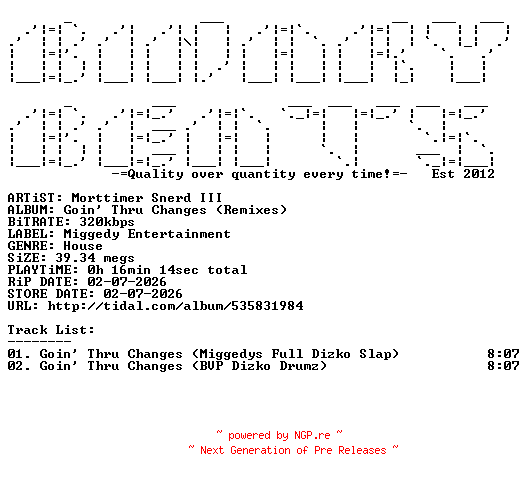 NFO for the release Morttimer_Snerd_III-Goin_Thru_Changes_(Remixes)-(ME357)-WEB-2026-BB by BB