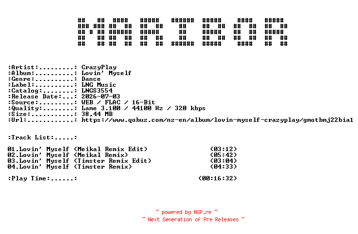 NFO for the release CrazyPlay-Lovin_Myself-(LNGS3554)-WEB-2026-MARiBOR by MARiBOR
