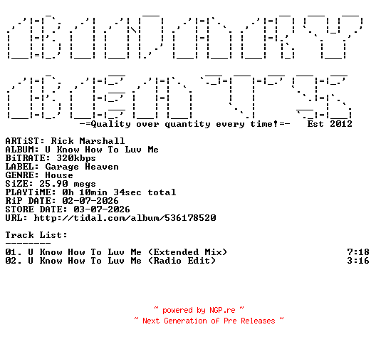 NFO for the release Rick_Marshall-U_Know_How_To_Luv_Me-(GH21)-WEB-2026-BB by BB