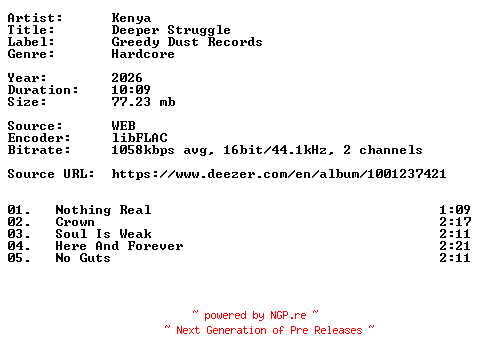 NFO for the release Kenya-Deeper_Struggle-16BIT-WEB-FLAC-2026-VEXED by VEXED