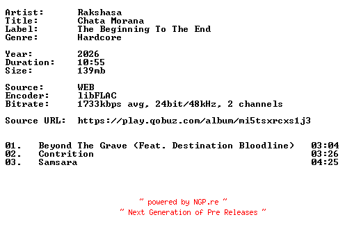 NFO for the release Rakshasa-Chata_Morana-24BIT-WEB-FLAC-2026-VEXED by VEXED