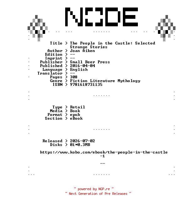 NFO for the release Joan.Aiken.The.People.in.the.Castle.Selected.Strange.Stories.2016.RETAiL.EPUB.eBook-NODE by NODE