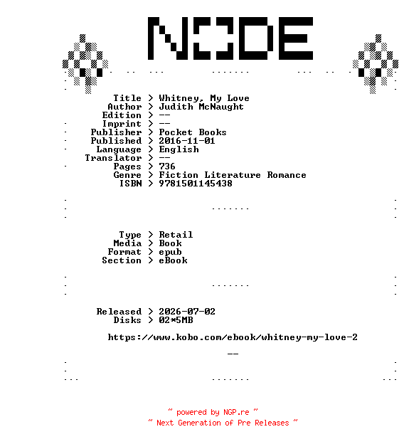 NFO for the release Judith.McNaught.Whitney.My.Love.2016.RETAiL.EPUB.eBook-NODE by NODE