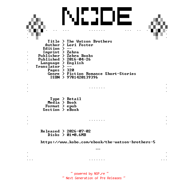 NFO for the release Lori.Foster.The.Watson.Brothers.2016.RETAiL.EPUB.eBook-NODE by NODE