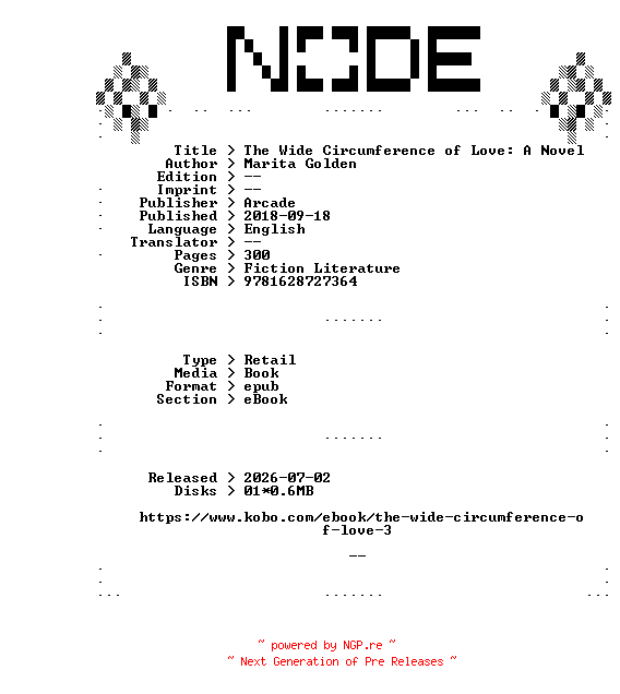 NFO for the release Marita.Golden.The.Wide.Circumference.of.Love.A.Novel.2018.RETAiL.EPUB.eBook-NODE by NODE