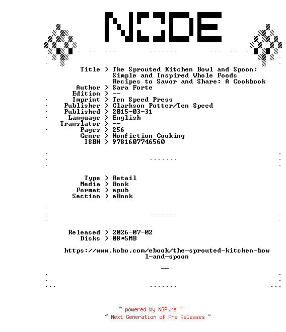 NFO for the release Sara.Forte.The.Sprouted.Kitchen.Bowl.and.Spoon.Simple.and.Inspired.Whole.Foods.Recipes.to.Savor.and.Share.A.Cookbook.2015.RETAiL.EPUB.eBook-NODE by NODE