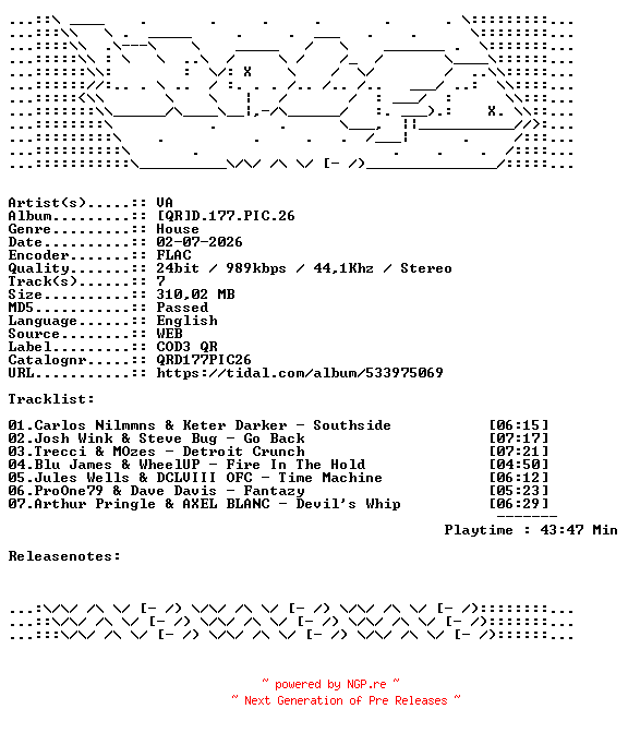 NFO for the release VA-QRD.177.PIC.26-QRD177PIC26-16BIT-WEB-FLAC-2026-WAVED by WAVED