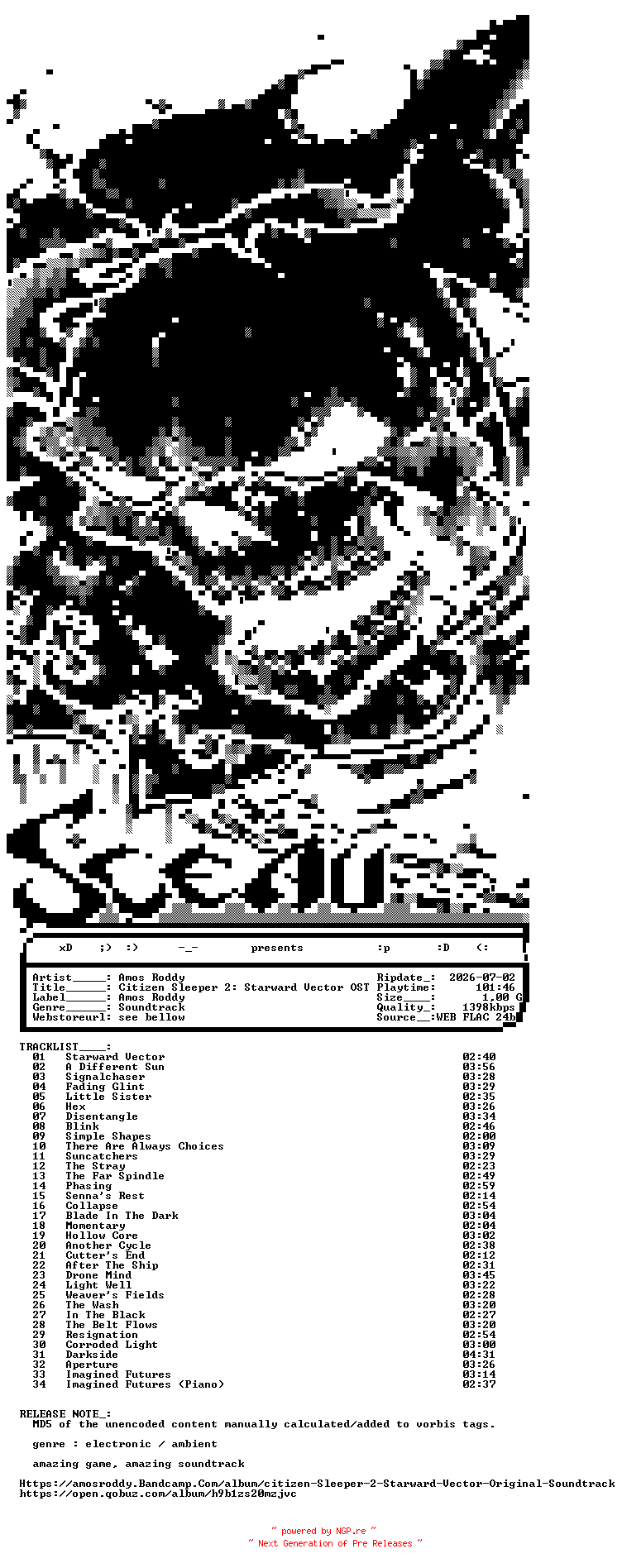 NFO for the release Amos_Roddy-Citizen_Sleeper_2_Starward_Vector_(Original_Soundtrack)-OST-24BIT-WEB-FLAC-2025-sceau by sceau