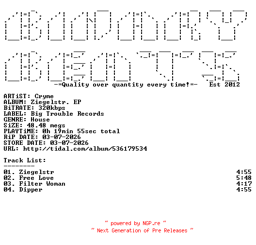 NFO for the release Cryme-Ziegelstr._EP-(BT027)-WEB-2026-BB by BB