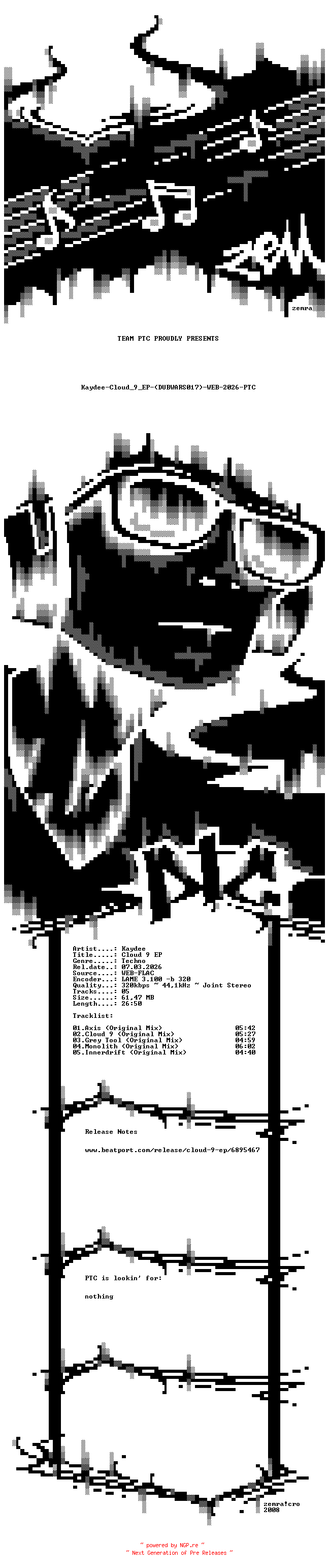 NFO for the release Kaydee-Cloud_9_EP-(DUBWARS017)-WEB-2026-PTC by PTC