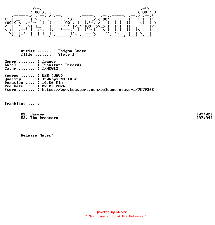 NFO for the release Enigma_State-State_1-(TRNS012)-WEB-2026-FALCON by FALCON