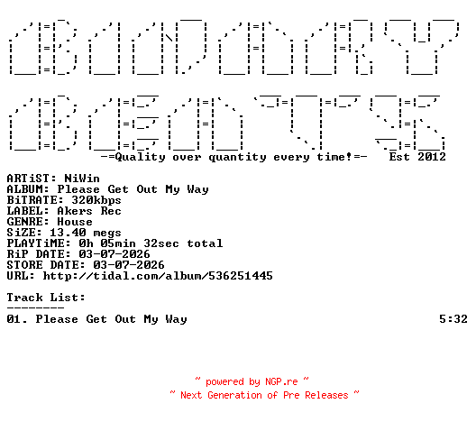 NFO for the release NiWin-Please_Get_Out_My_Way-(AKR004)-SINGLE-WEB-2026-BB by BB