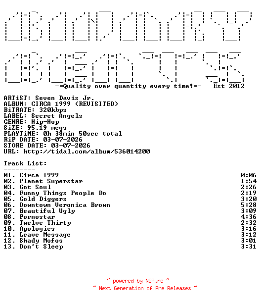 NFO for the release Seven_Davis_Jr.-CIRCA_1999_(REVISITED)-(SAR15)-WEB-2026-BB by BB