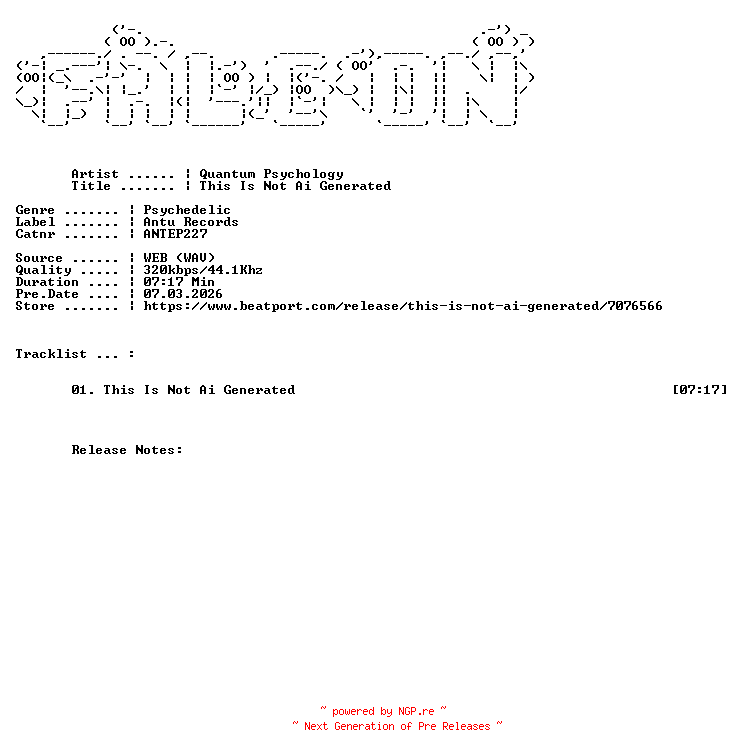 NFO for the release Quantum_Psychology-This_Is_Not_Ai_Generated-(ANTEP227)-SINGLE-WEB-2026-FALCON by FALCON
