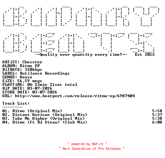 NFO for the release Chesster-Ritmo_EP-(RUTI032)-WEB-2026-BB by BB