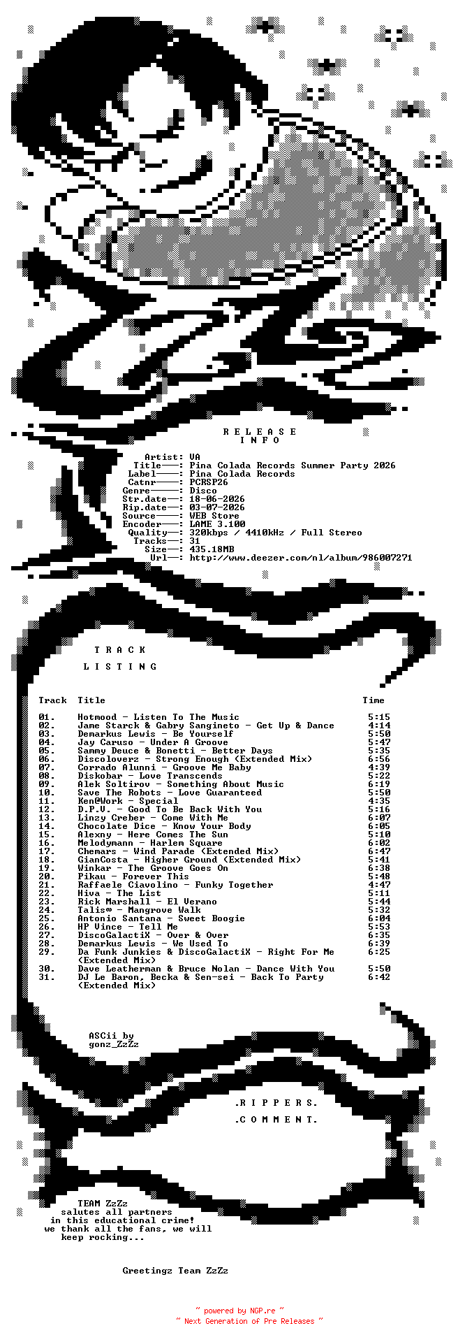 NFO for the release VA_-_Pina_Colada_Records_Summer_Party_2026-(PCRSP26)-WEB-2026-ZzZz by ZzZz