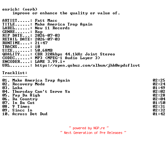 NFO for the release Fatt_Macc-Make_America_Trap_Again-WEB-2026-ENRiCH by ENRiCH