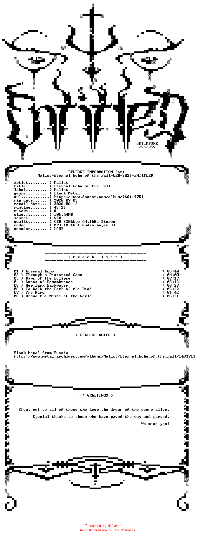 NFO for the release Malist-Eternal_Echo_of_the_Fall-WEB-2026-ENTiTLED by ENTiTLED
