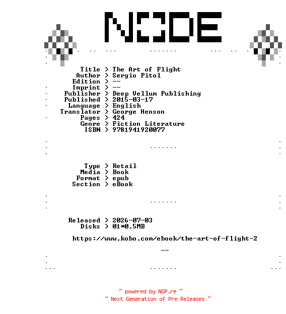 NFO for the release Sergio.Pitol.The.Art.of.Flight.2015.RETAiL.EPUB.eBook-NODE by NODE